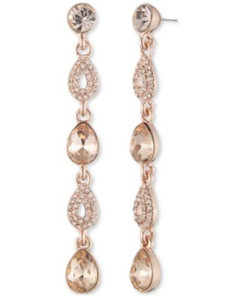 Givenchy Rose Gold-Tone Crystal Pear-Shape Linear Drop Earrings |  Montebello Town Center