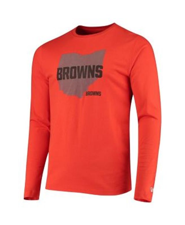 Men's Nike Orange/Brown Cleveland Browns Throwback Raglan Long Sleeve T-Shirt Size: Small