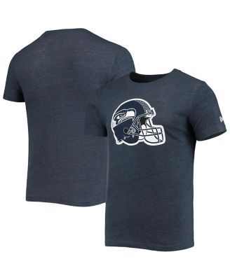 Men's Nike Heathered Charcoal/College Navy Seattle Seahawks Tri-Blend Raglan Athletic Long Sleeve Fashion T-Shirt Size: Small