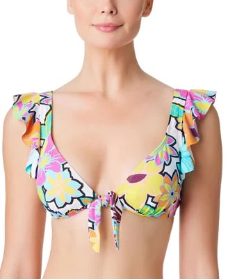 Women's Color Crush Ruffled Bikini Top