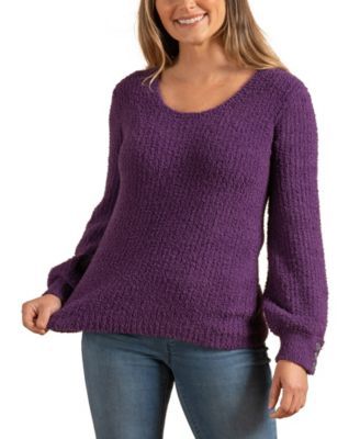 Women's Cloud Sweater with Button Sleeve Detail