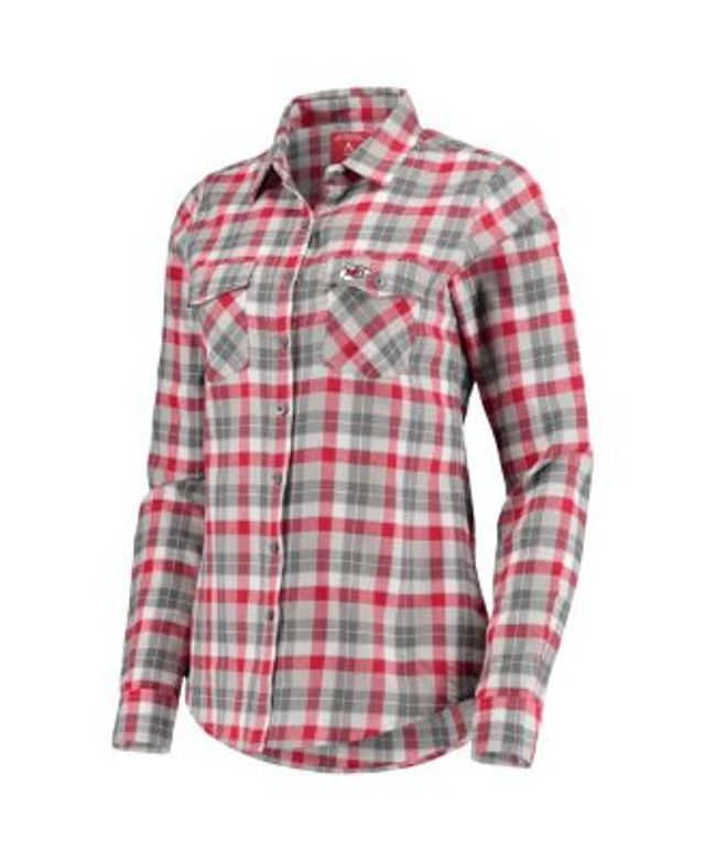 Women's Antigua Red/Gray Kansas City Chiefs Ease Flannel Button-Up