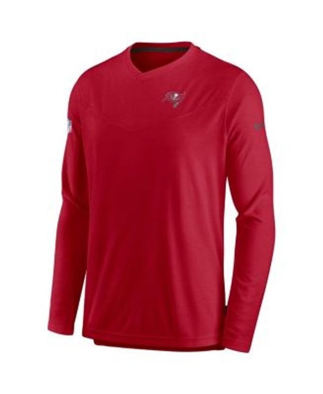 Tampa Bay Buccaneers Nike Women's Chevron Hoodie Performance Long Sleeve T- Shirt - Red/Heathered Charcoal