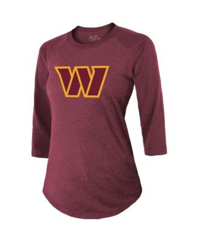 Women's Washington Commanders Terry McLaurin Majestic Threads  Cream/Burgundy Name & Number Raglan 3/4 Sleeve T-Shirt