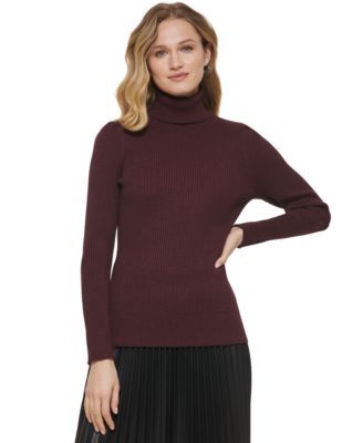 Women's Ribbed Solid Long-Sleeve Turtleneck