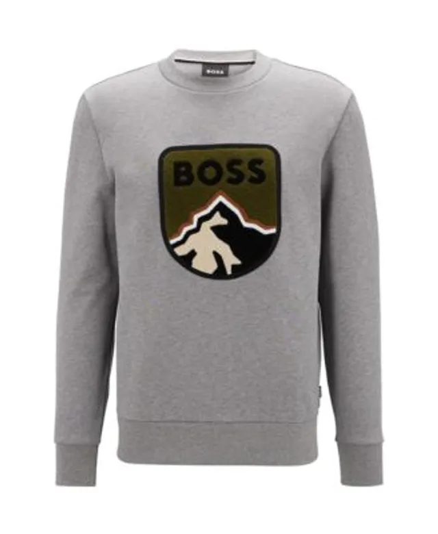 Men's Boss x NFL Black/Royal Los Angeles Rams Drive Crew Neck Pullover Sweatshirt Size: Medium