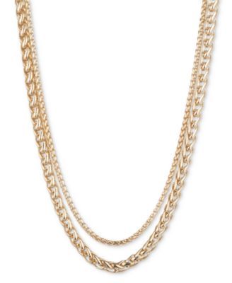 Gold-Tone Wheat-Chain 16" Layered Collar Necklace