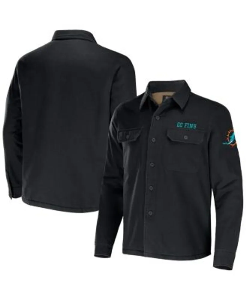 Fanatics Men's NFL x Darius Rucker Collection by Black Miami Dolphins  Canvas Button-Up Shirt Jacket