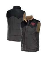 Men's NFL x Darius Rucker Collection by Fanatics Charcoal Cleveland Browns Two-Tone Sherpa Button-Up Vest Size: Small