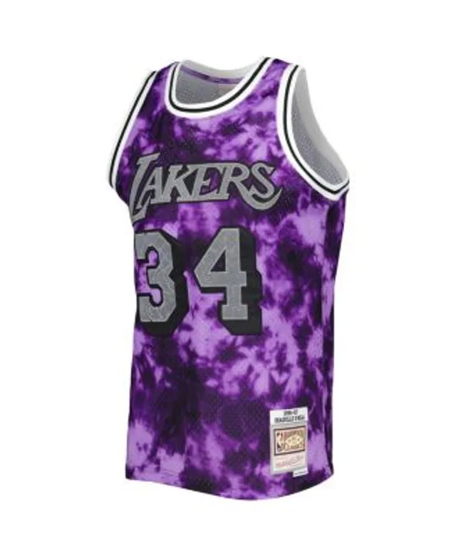 Men's Mitchell & Ness Shaquille O'Neal Black Los Angeles Lakers 1996/97 Swingman Sidewalk Sketch Jersey