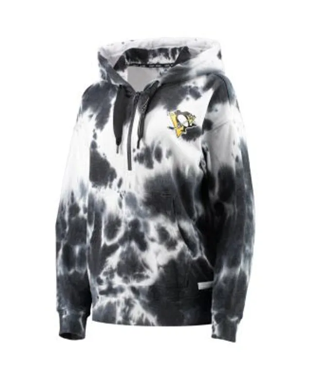 Women's DKNY Sport White/Black Miami Dolphins Dakota Oversized Tie-Dye  Half-Zip Hoodie