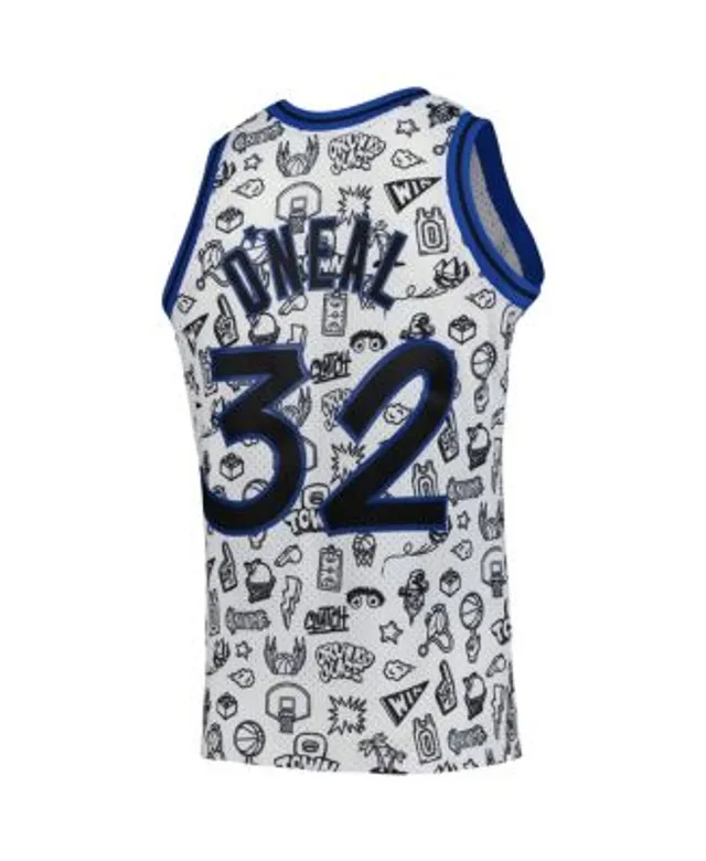 Women's Mitchell & Ness Shaquille O'Neal White Los Angeles Lakers 1996 Doodle Swingman Jersey Size: Medium