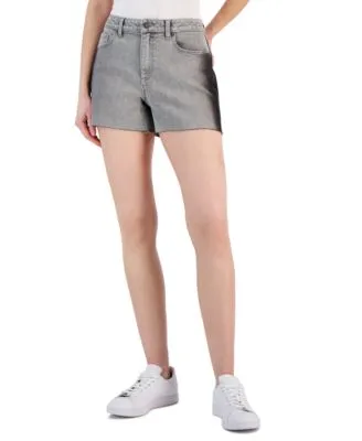 Women's High Rise Frayed Hem Denim Shorts, Created for Macy's