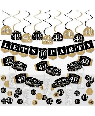 Adult 40th Birthday - Gold - Birthday Kit - Decor Galore Party Pack - 51 Pc