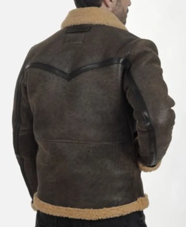 Crackle Faux Suede Sherpa Aviator Jacket