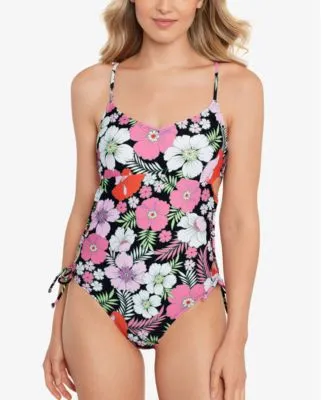 Juniors' Lace-Up-Sides One-Piece Swimsuit, Created For Macy's