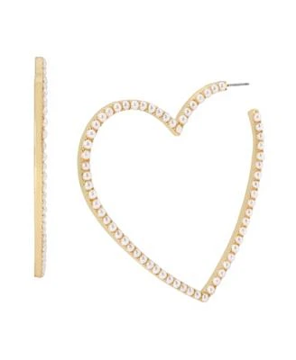 Imitation Pearl Heart Hoop Earrings