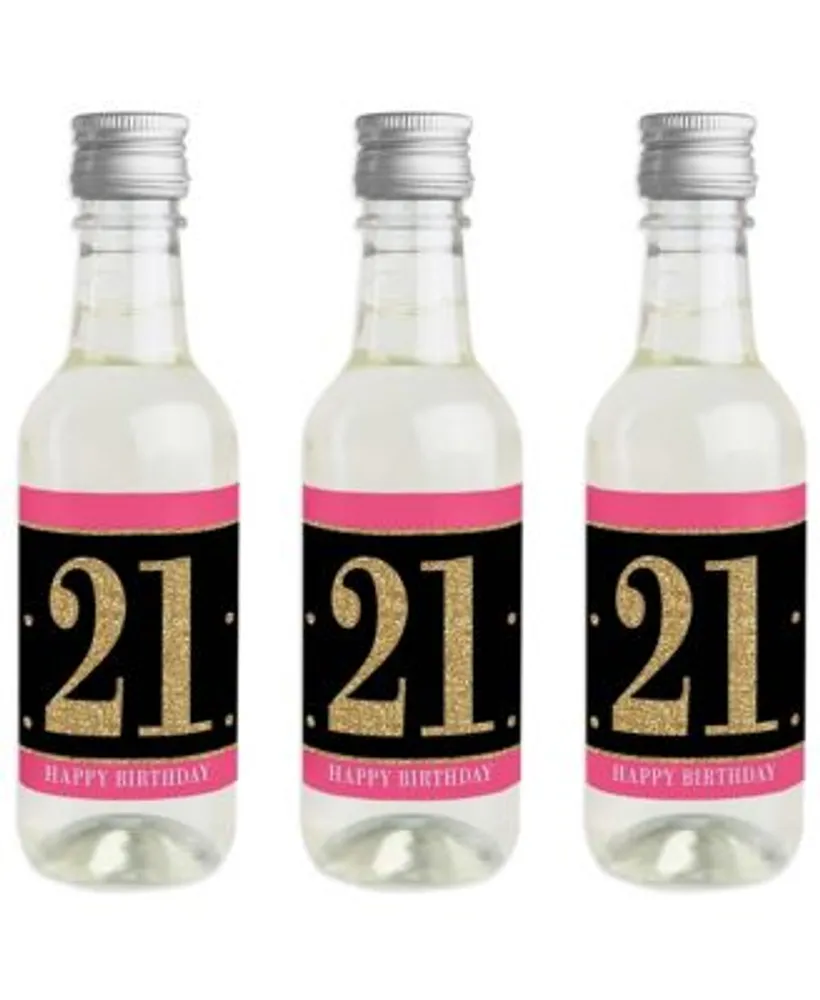 Big Dot of Happiness Finally 21 Girl - 21st Birthday Mini Wine Bottle Label  Stickers Favor Gift 16 Ct