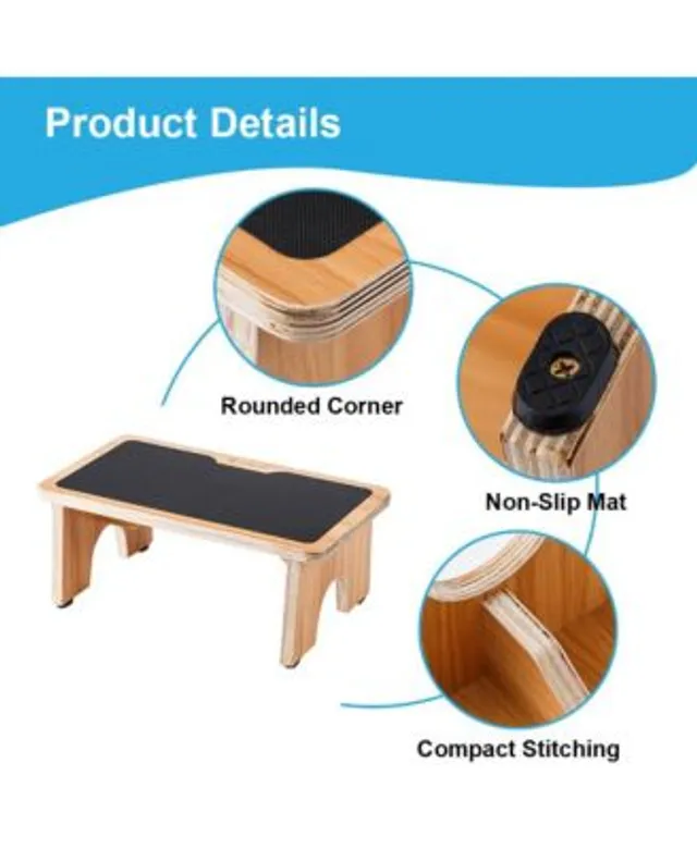 StrongTek Under Desk Footrest, Slanted Non-Slip Wooden Step Stool