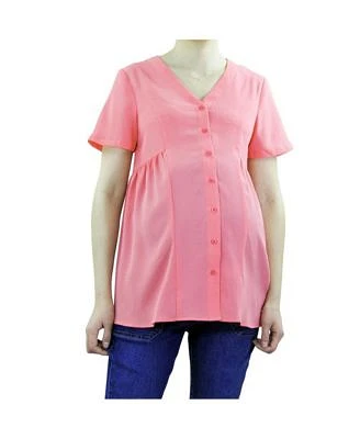 Short Sleeve Button Front Maternity Top