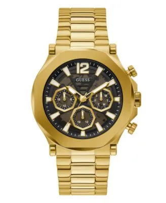 Men's Gold-Tone Stainless Steel Multi-Function Bracelet Watch, 46mm