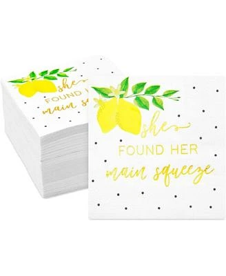 100 Pack She Found Her Main Squeeze Napkins, Lemon Party Supplies for Bridal Shower