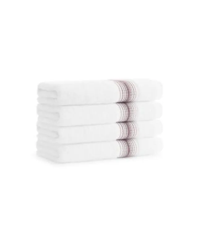 Aston and Arden White Turkish Luxury Striped Hand Towels for Bathroom 600 gsm, 18x32 in., 4-Pack , Super Soft Absorbent Hand Towels - Slate