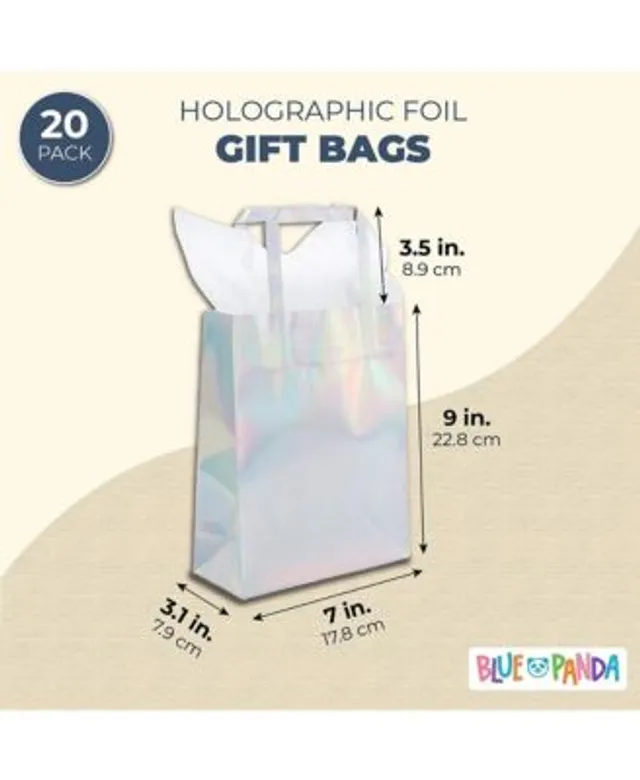 Sparkle and Bash 20 Pack Iridescent Small Gift Bags Bulk Metallic with  White Tissue Paper, Holographic, 7.9 x 5.5 x 2.5 In