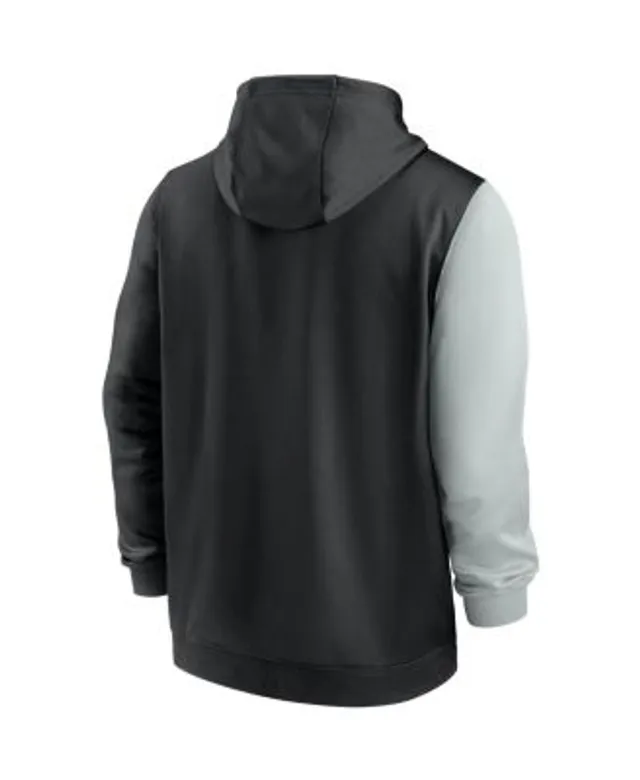 Men's New Era Silver/Black Las Vegas Raiders Colorblock Current Pullover  Hoodie