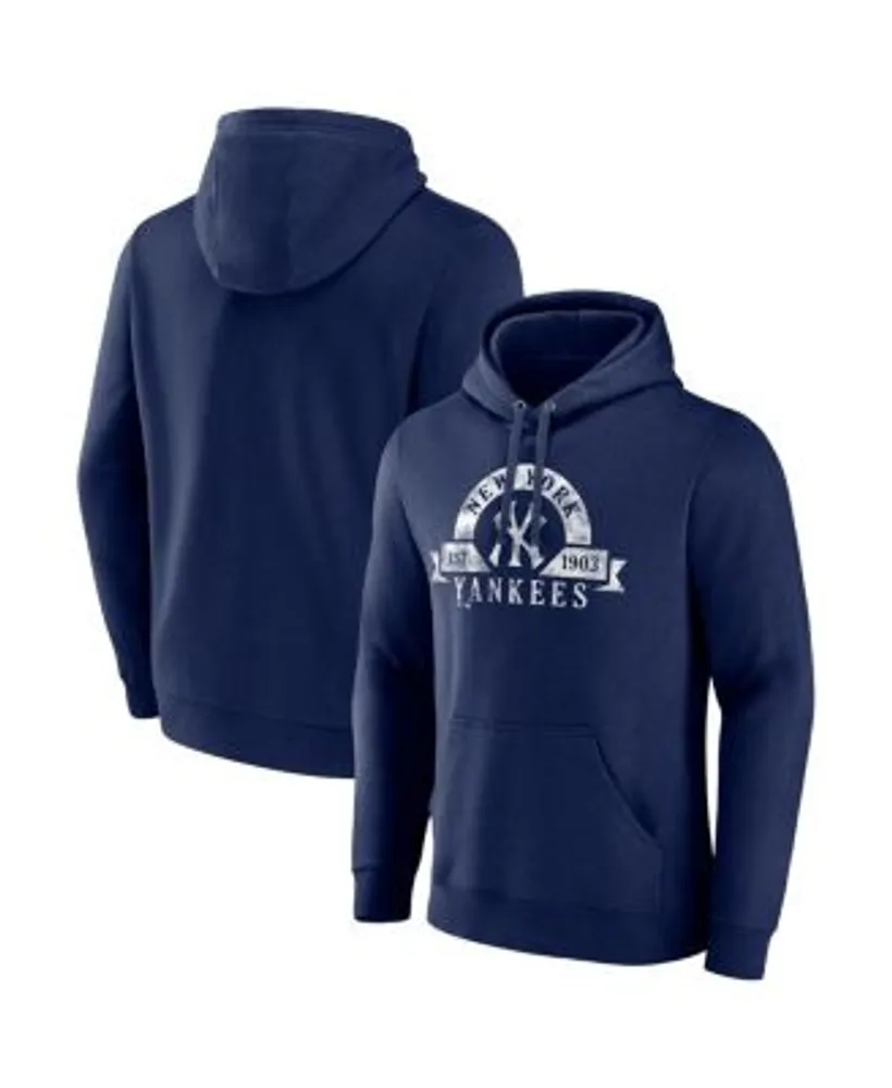 Men's Fanatics Branded Heathered Gray/Navy New York Yankees Big & Tall  Raglan Pullover Hoodie