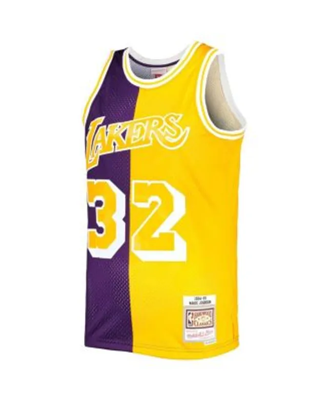 Magic Johnson Los Angeles Lakers Men's 1984 Fadeaway Swingman Jersey  Black/Purple (Large)