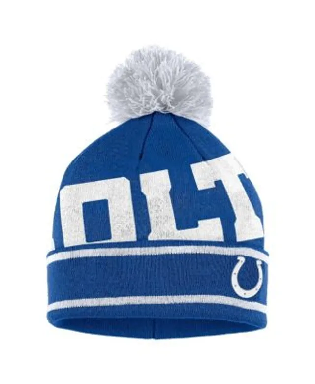 Men's New Era Royal Indianapolis Colts Throwback Logo Cuffed Knit Hat with  Pom