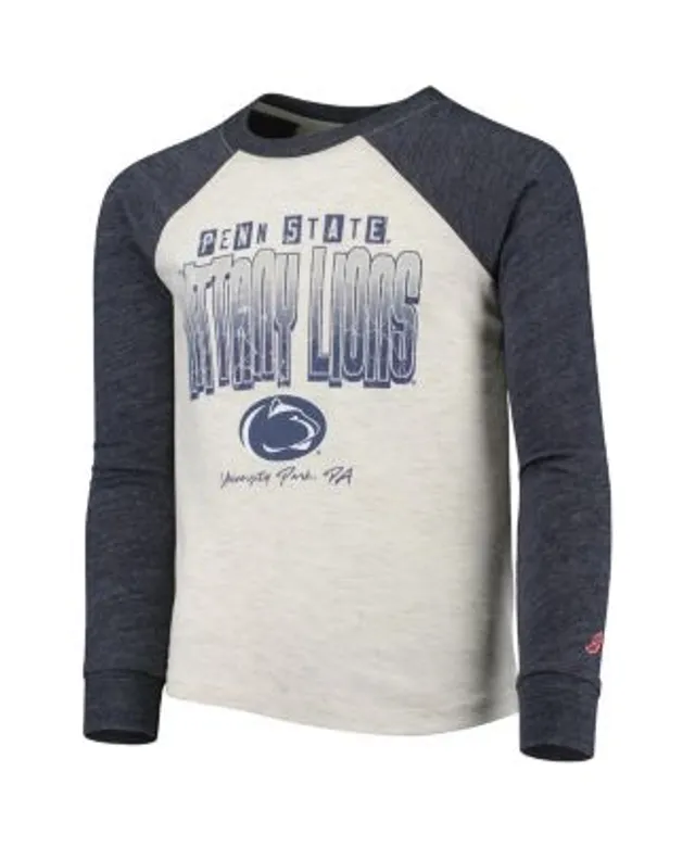 Boston Red Sox Youth Cooperstown Collection Raglan Tri-Blend Long Sleeve  T-Shirt - Heather Charcoal/Heather Navy