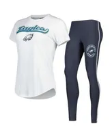 Philadelphia Eagles Concepts Sport Women's Badge T-Shirt & Pants Sleep Set  - Midnight Green/Black