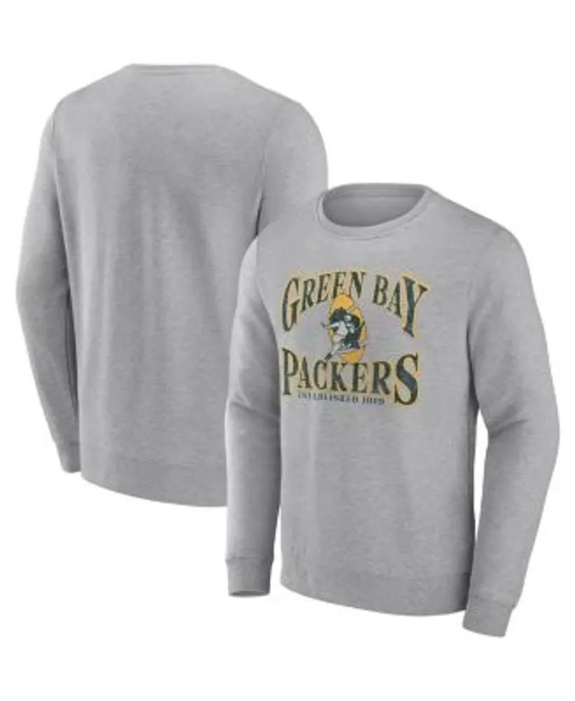 Fanatics Men's Branded Heathered Charcoal Green Bay Packers Playability Pullover  Sweatshirt