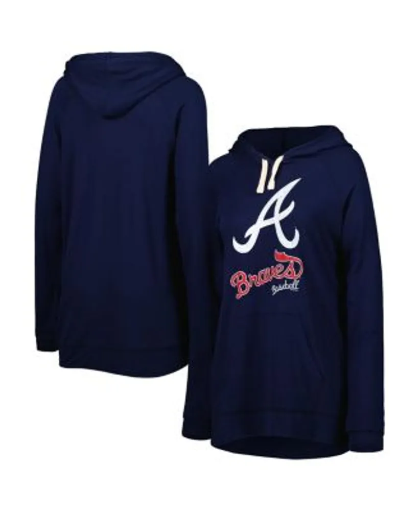 Atlanta Braves Women's Plus Size Colorblock Pullover Hoodie - Navy