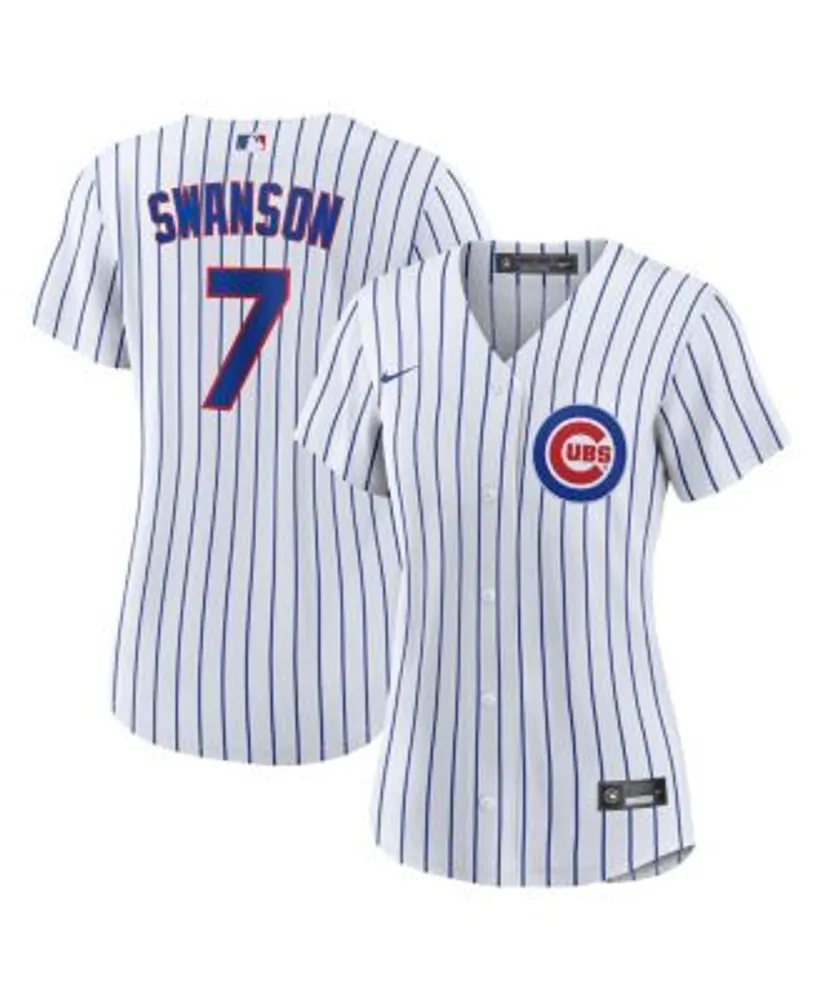 Nike Women's Dansby Swanson White, Royal Chicago Cubs Home Replica Player  Jersey