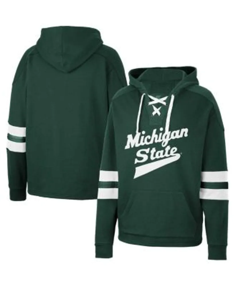 Men's Colosseum White Michigan State Spartans Lace Up 3.0 Pullover Hoodie Size: Medium