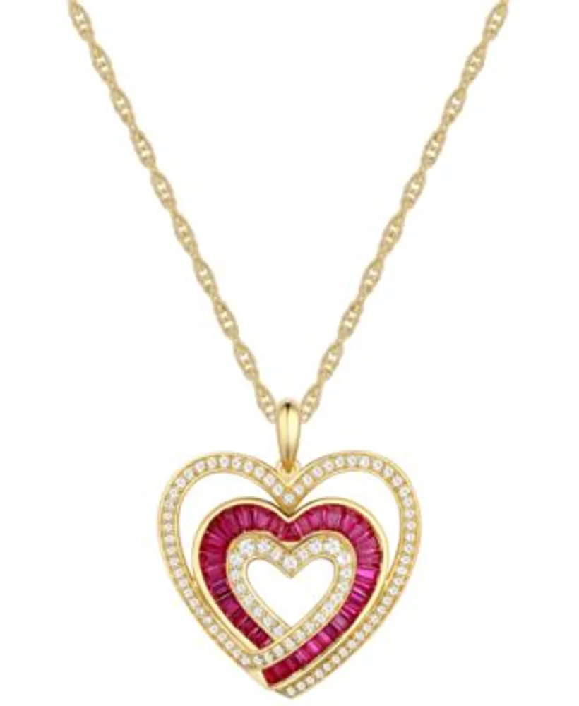 Large Pink Sapphire and Ruby Heart Pendant