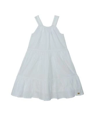 Girl Sleeveless Cotton Midi Dress White