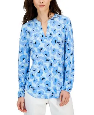 Women's Floral-Print Long-Sleeve Blouse, Created for Macy's