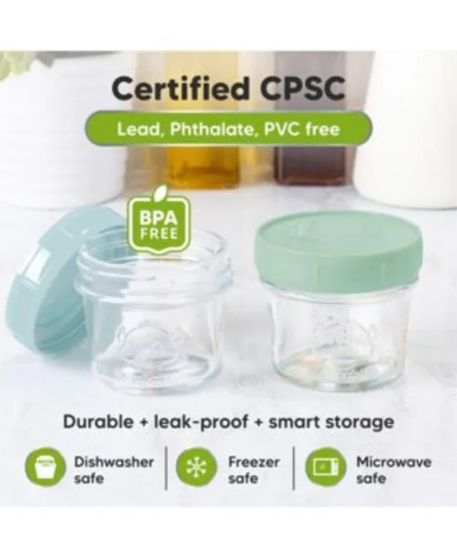 Sage Spoonfuls 6pk Durable Leakproof Glass Baby Food Storage