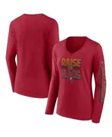 Women's Fanatics Branded Red Tampa Bay Buccaneers Hometown Sweep Long  Sleeve V-Neck T-Shirt