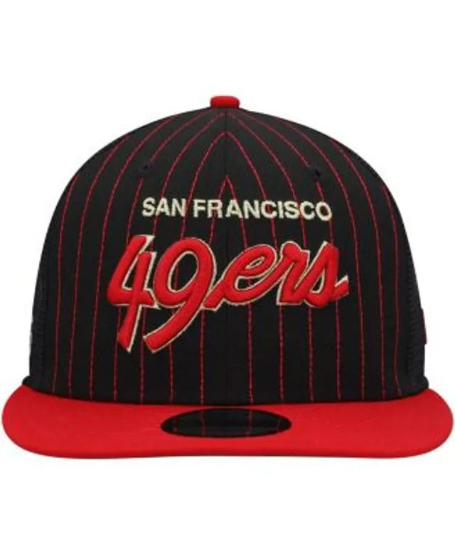 Men's New Era Scarlet San Francisco 49ers Script Trucker 9FIFTY Snapback Hat