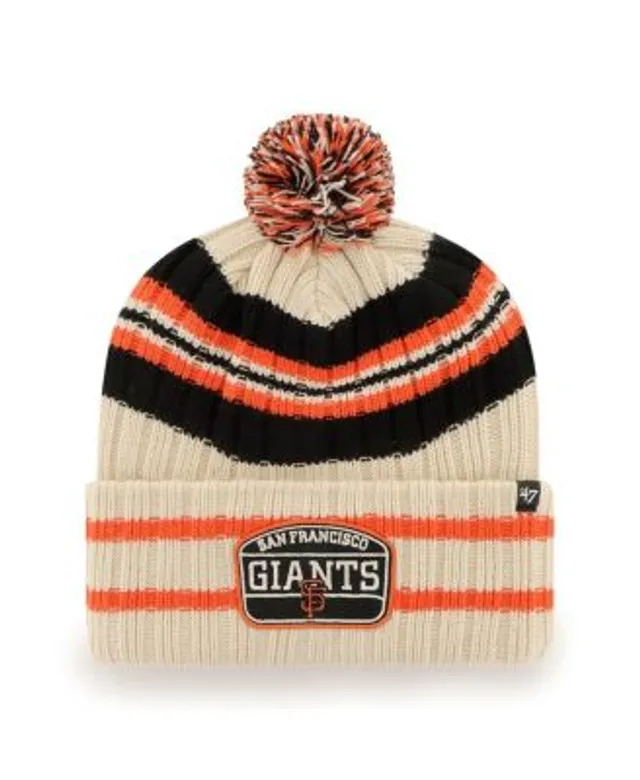 Men's '47 Natural Detroit Tigers Home Patch Cuffed Knit Hat with Pom