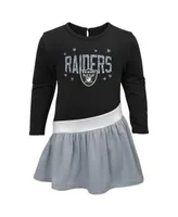 Girls Toddler Black Las Vegas Raiders All Hearts Jersey Long Sleeve Dress