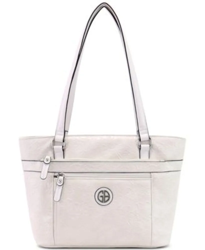 Giani Bernini White Logo Faux Leather Tote Handbag Purse: :  Fashion