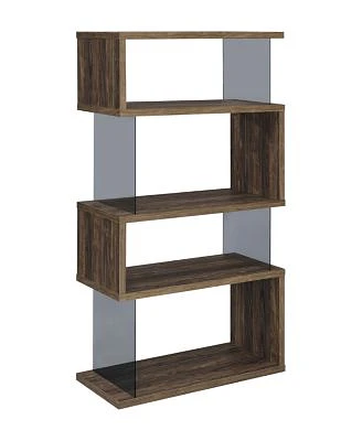 63" Glass 4-Shelf Bookcase with Glass Panels