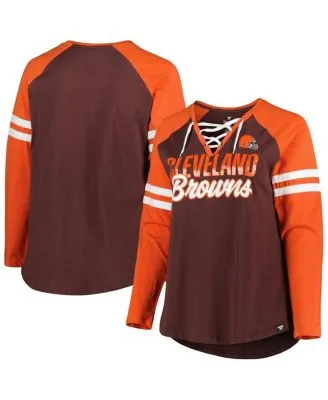 Women's New Era White/Orange Denver Broncos Plus Size Athletic Varsity  Lace-Up V-Neck Long