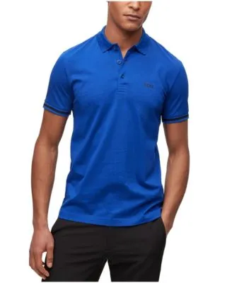 BOSS Men's Jacquard Collar Cotton-Jersey Polo Shirt
